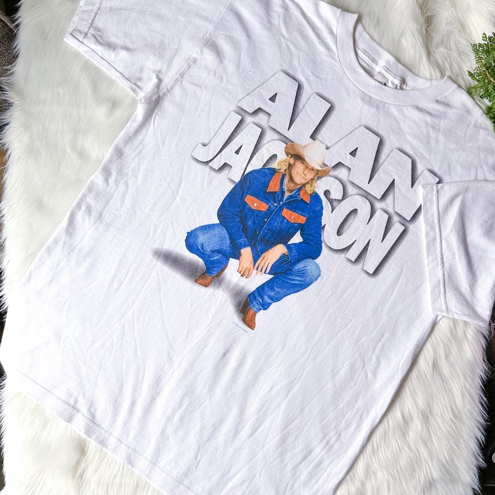 Vintage Alan Jackson T Shirt Country Music 1997 White Adult XL Graphic Tee